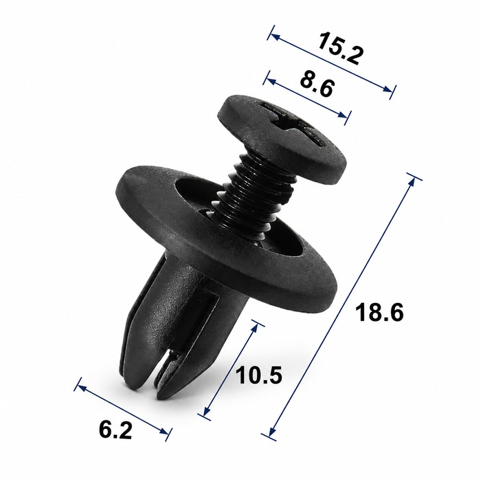 Клипса пластиковая для Acura, Honda, Infiniti, Isuzu, Kia, Nissan ОЕМ: 5578552020, 90684SA50030, 8942981190, 1099830880, KK37668865. (отделка).